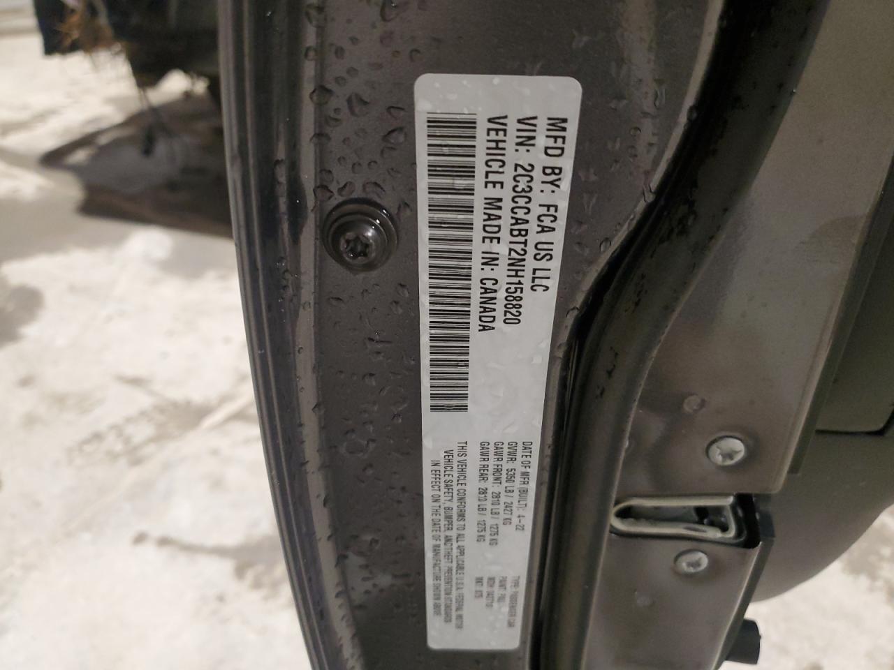 2022 CHRYSLER 300 S VIN:2C3CCABT2NH158820