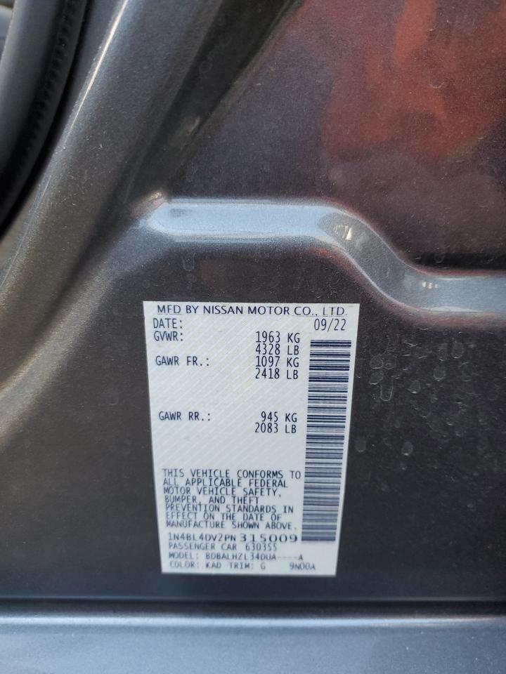 2023 NISSAN ALTIMA SV VIN:1N4BL4DV2PN315009
