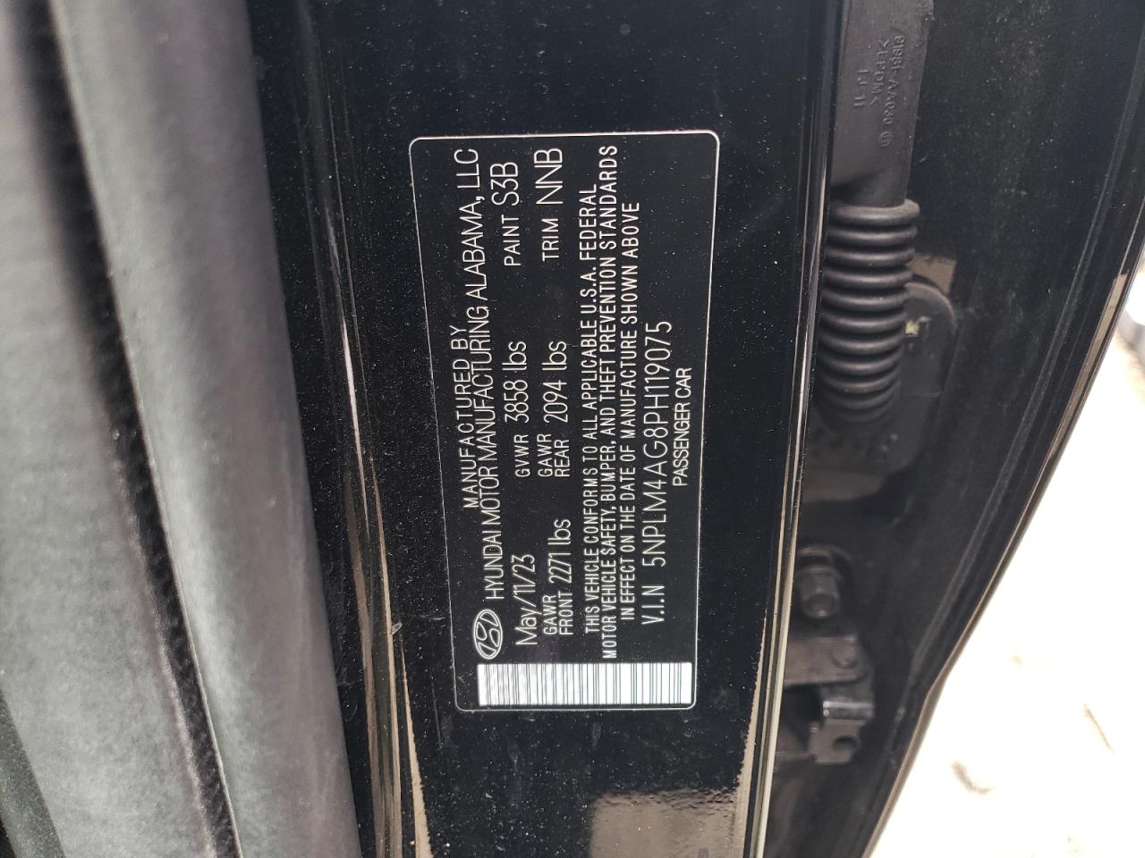 2023 HYUNDAI ELANTRA SEL VIN:5NPLM4AG8PH119075