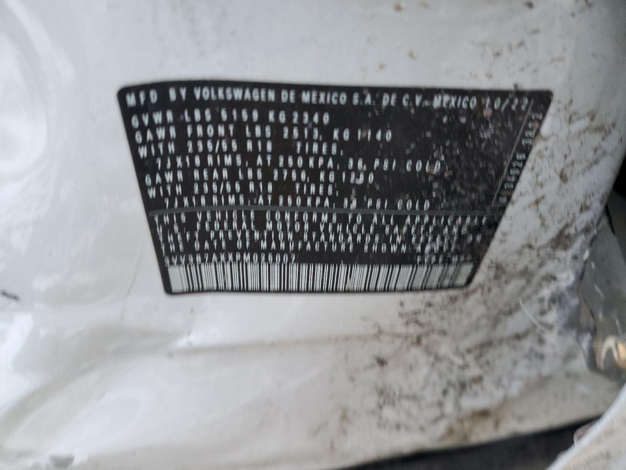2023 VOLKSWAGEN TIGUAN SE VIN:3VV3B7AXXPM025007