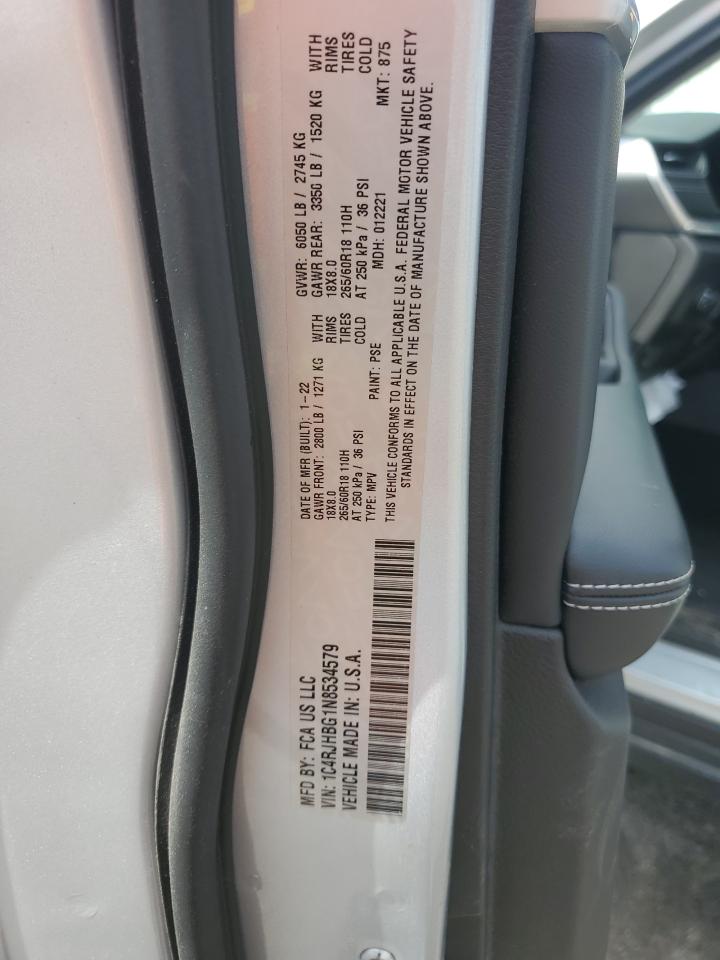 2022 JEEP GRAND CHEROKEE LIMITED VIN:1C4RJHBG1N8534579