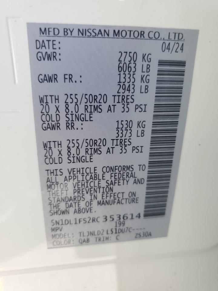 2024 INFINITI QX60 LUXE VIN:5N1DL1FS2RC353614