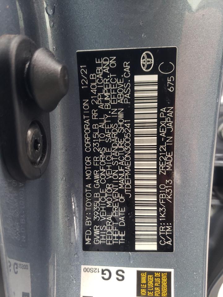 2022 TOYOTA COROLLA LE VIN:JTDEPMAE0N3005241