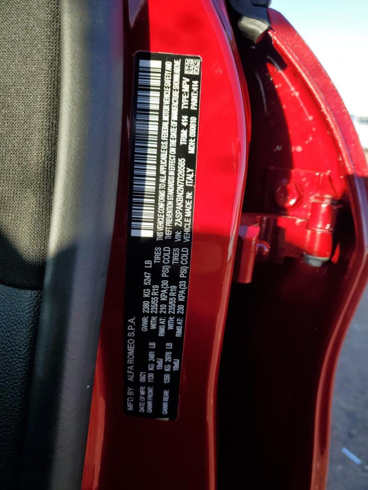 2022 ALFA ROMEO STELVIO TI VIN:ZASPAKBN2N7D26565