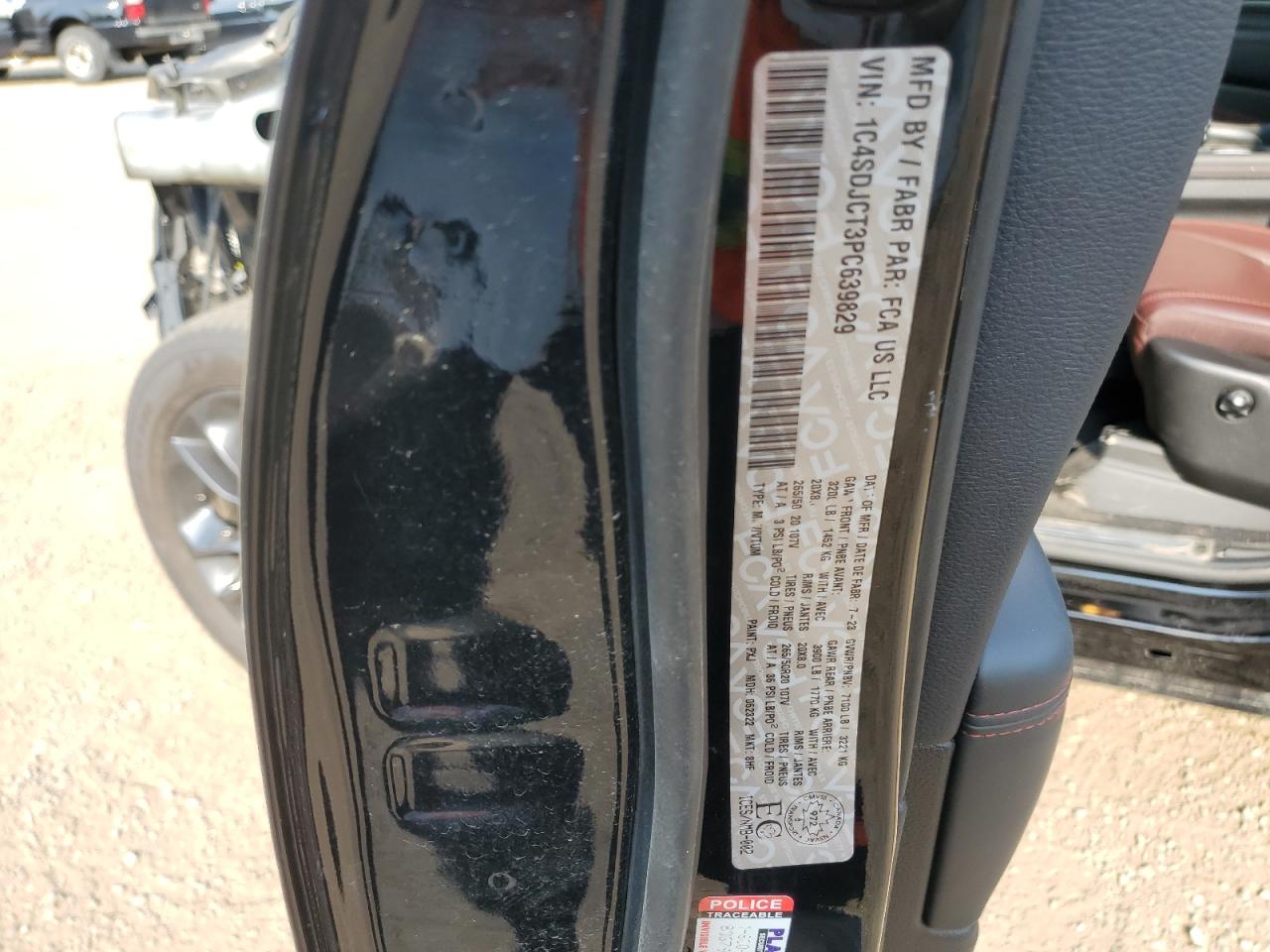 2023 DODGE DURANGO R/T VIN:1C4SDJCT3PC639829