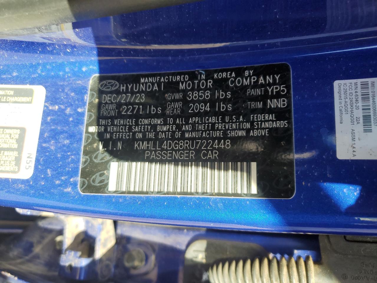 2024 HYUNDAI ELANTRA SE VIN:KMHLL4DG8RU722448