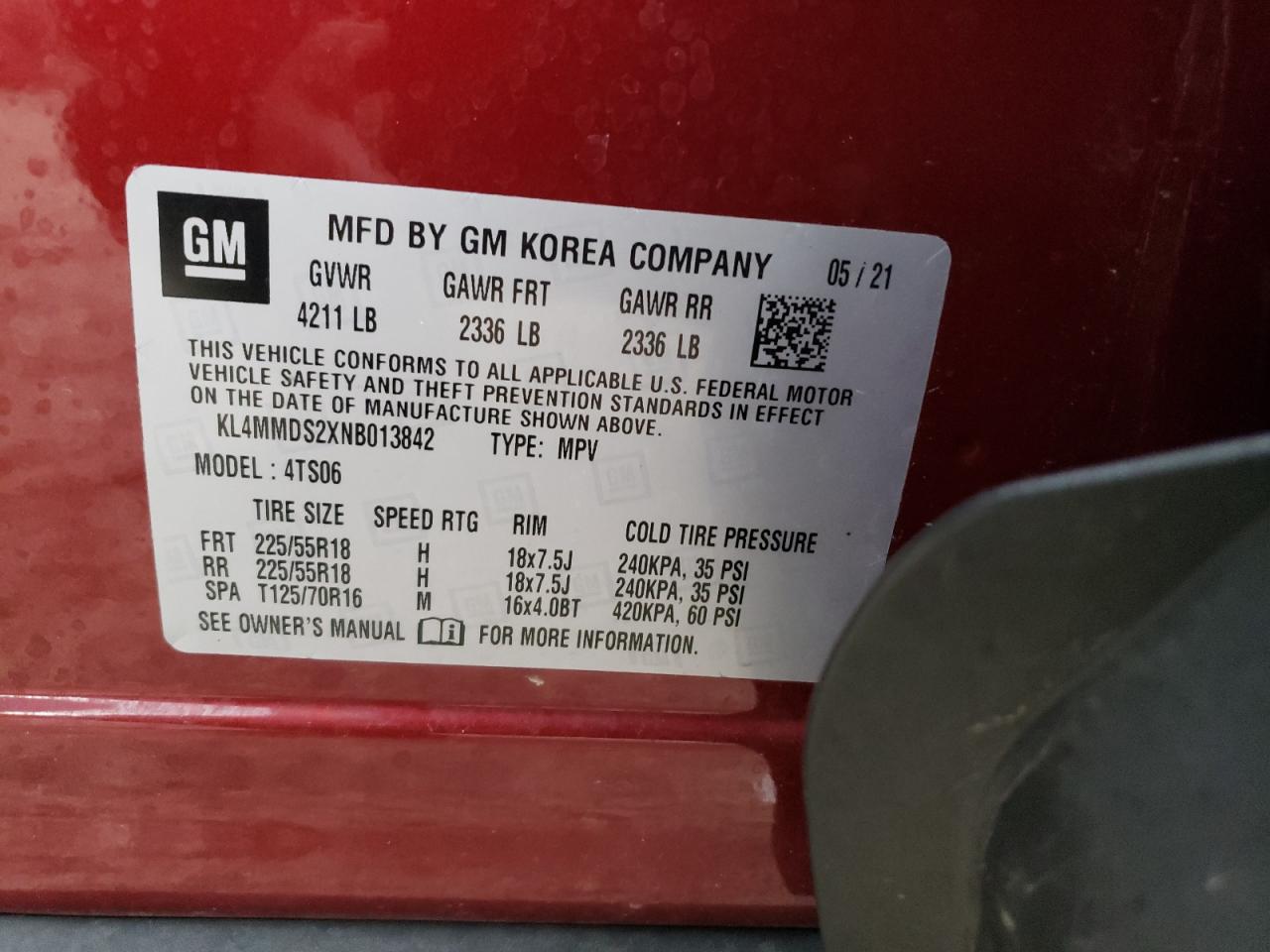 2022 BUICK ENCORE GX SELECT VIN:KL4MMDS2XNB013842