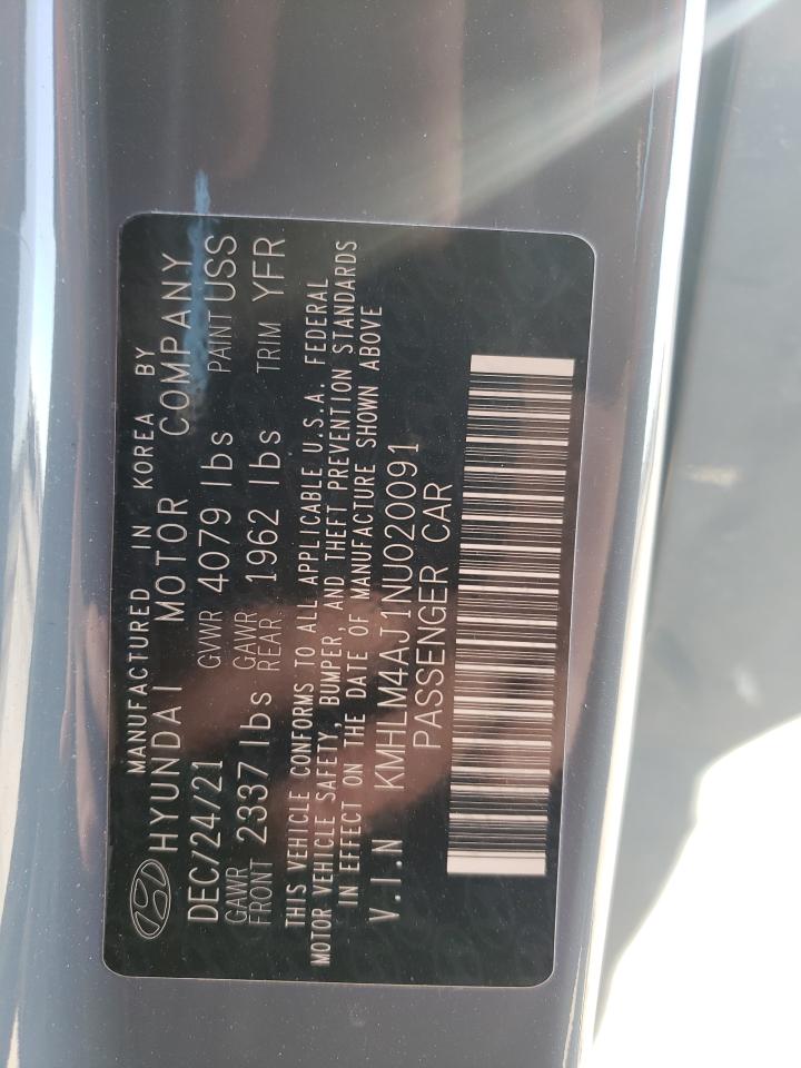 2022 HYUNDAI ELANTRA BLUE VIN:KMHLM4AJ1NU020091