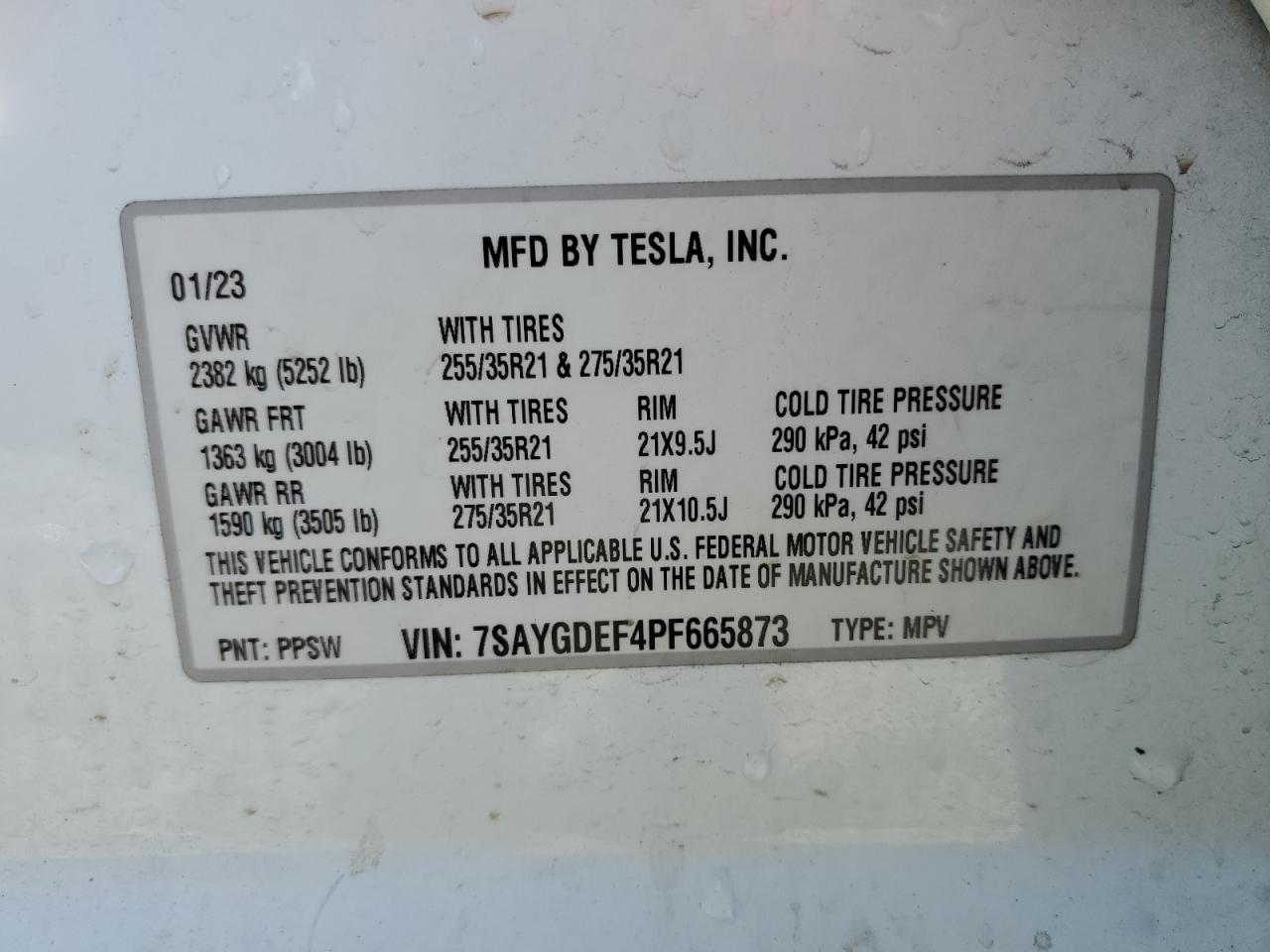 2023 TESLA MODEL Y VIN:7SAYGDEF4PF665873