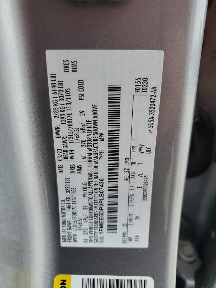 2023 FORD BRONCO BASE VIN:1FMEE5DP0PLB07436