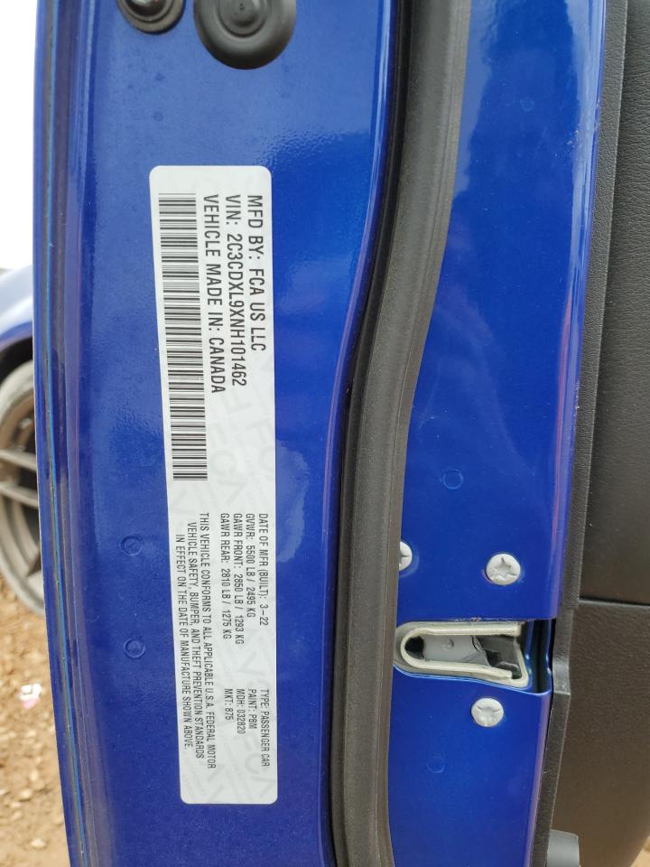 2022 DODGE CHARGER SRT HELLCAT VIN:2C3CDXL9XNH101462