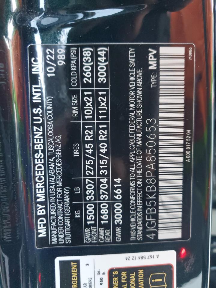 2023 MERCEDES-BENZ GLE 450 4MATIC VIN:4JGFB5KB8PA850653