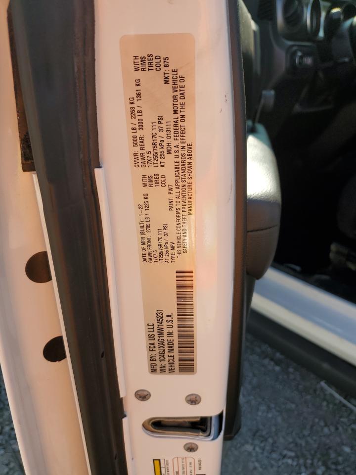2022 JEEP WRANGLER SPORT VIN:1C4GJXAG1NW145231