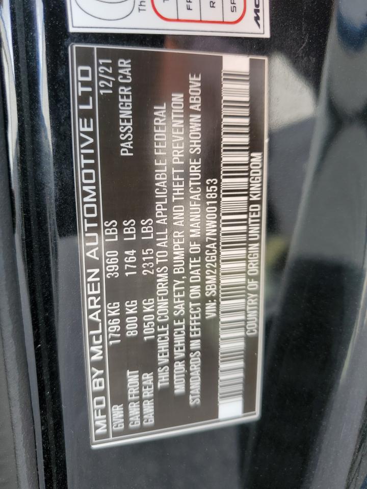2022 MCLAREN AUTOMOTIVE GT VIN:SBM22GCA7NW001853