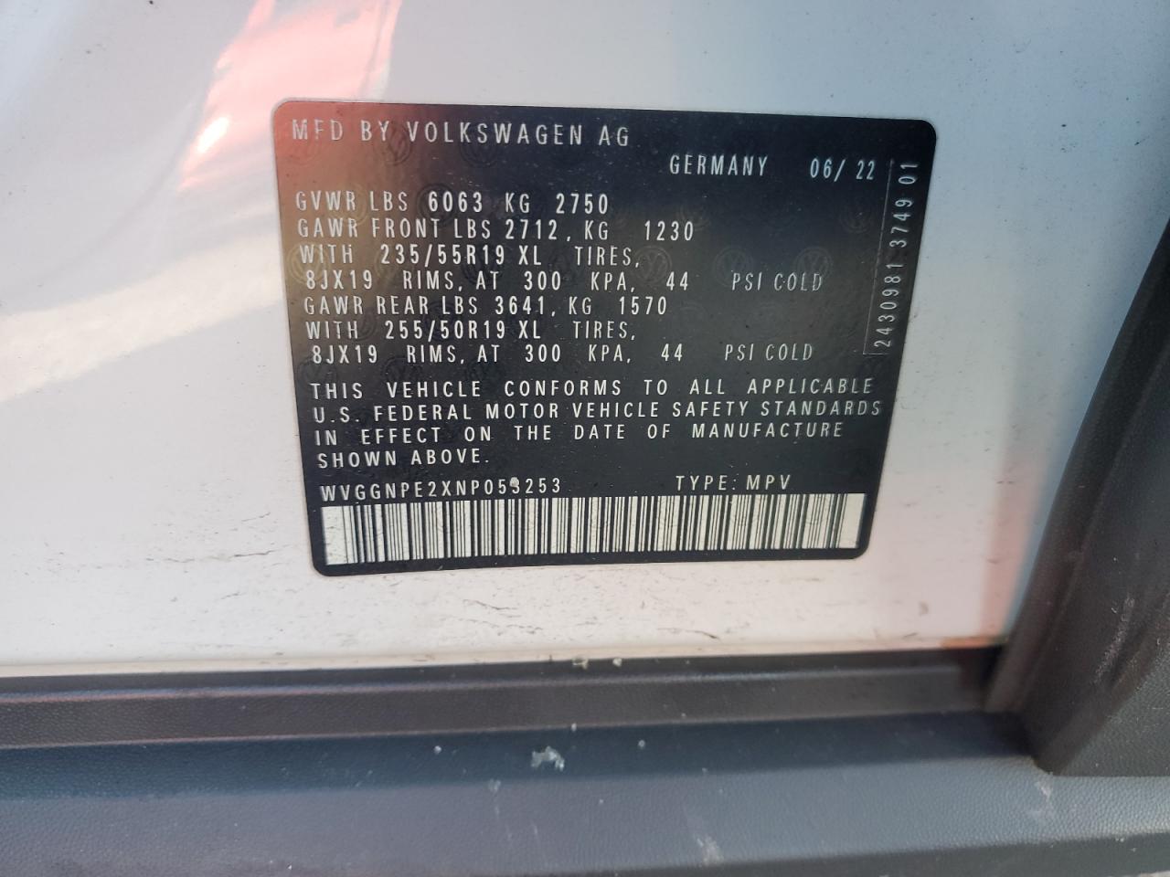 2022 VOLKSWAGEN ID.4 PRO S VIN:JYARN33E2GA009798