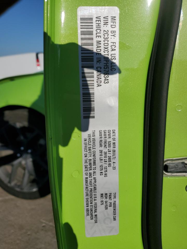 2023 DODGE CHARGER R/T VIN:JHMFC1F35JX020163