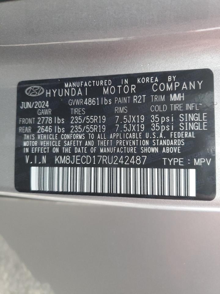 2024 HYUNDAI TUCSON LIMITED VIN:KM8JECD17RU242487