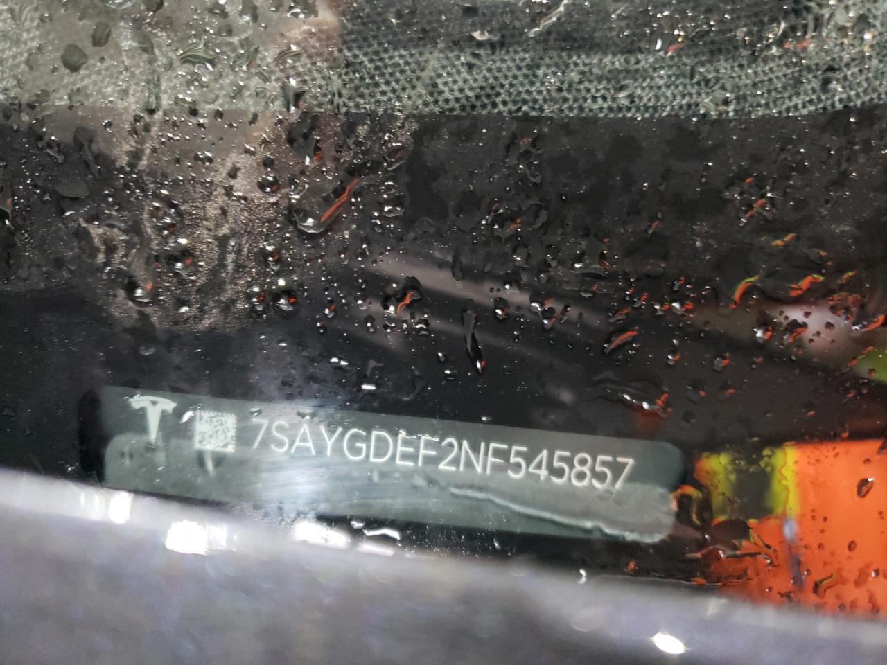 2022 TESLA MODEL Y VIN:7SAYGDEF2NF545857