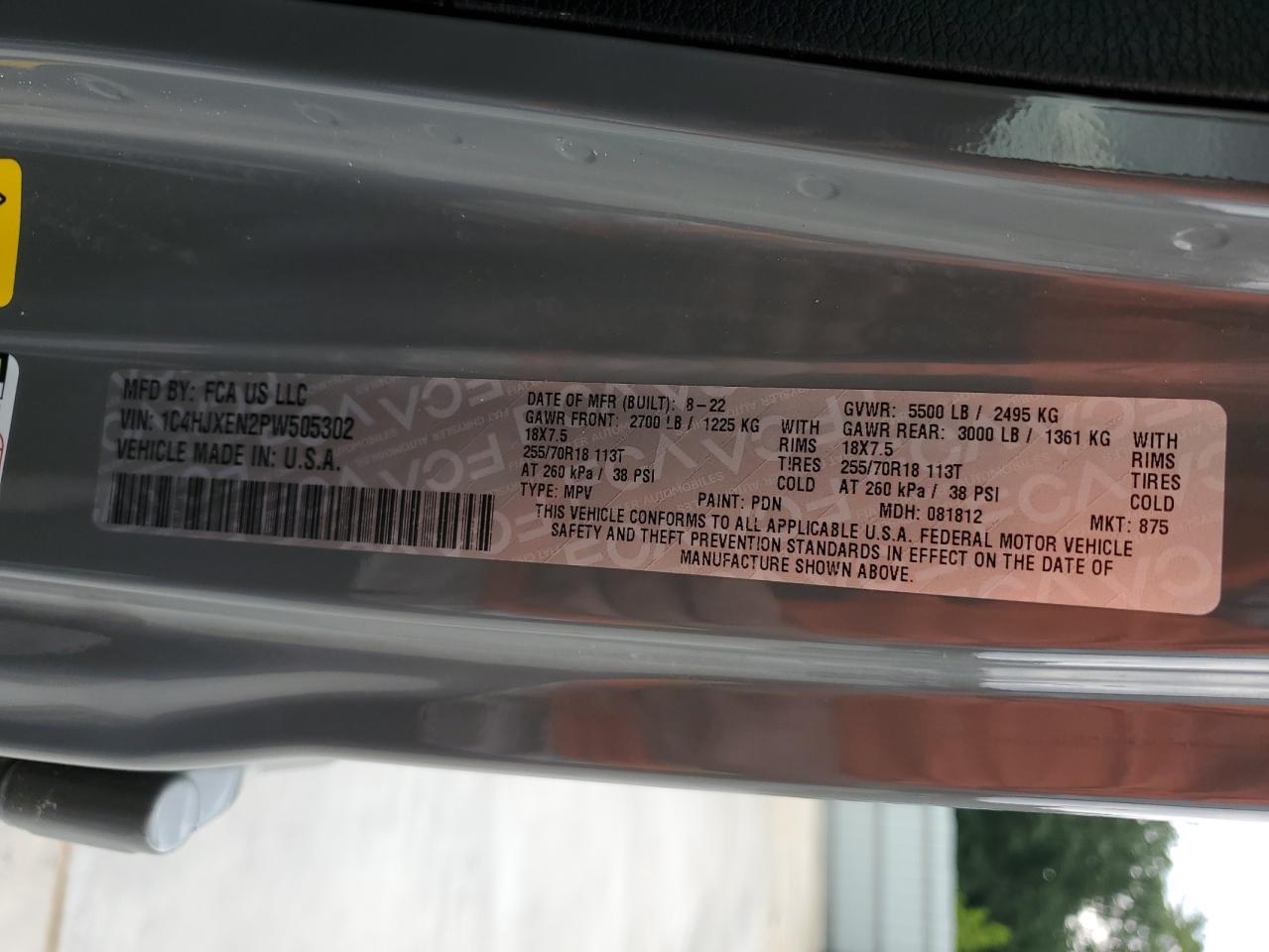 2023 JEEP WRANGLER SAHARA VIN:1C4HJXEN2PW505302