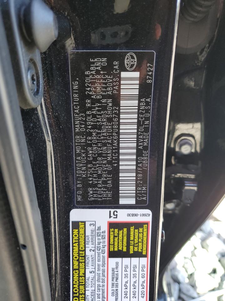 2023 TOYOTA CAMRY LE VIN:4T1C11AK6PU806732