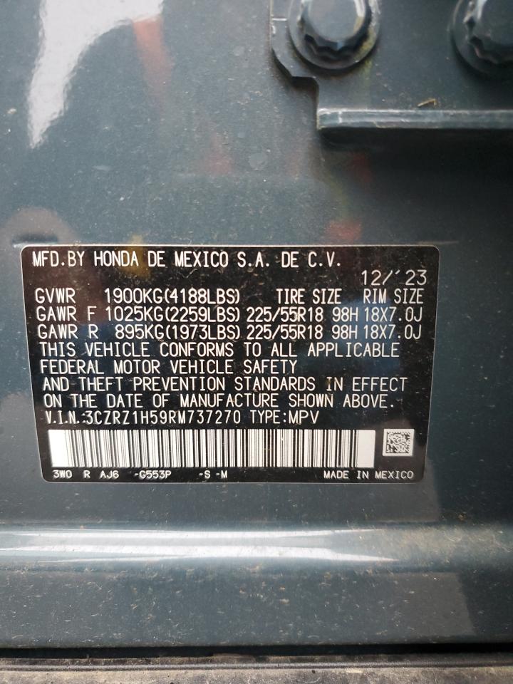 2024 HONDA HR-V SPORT VIN:3CZRZ1H59RM737270