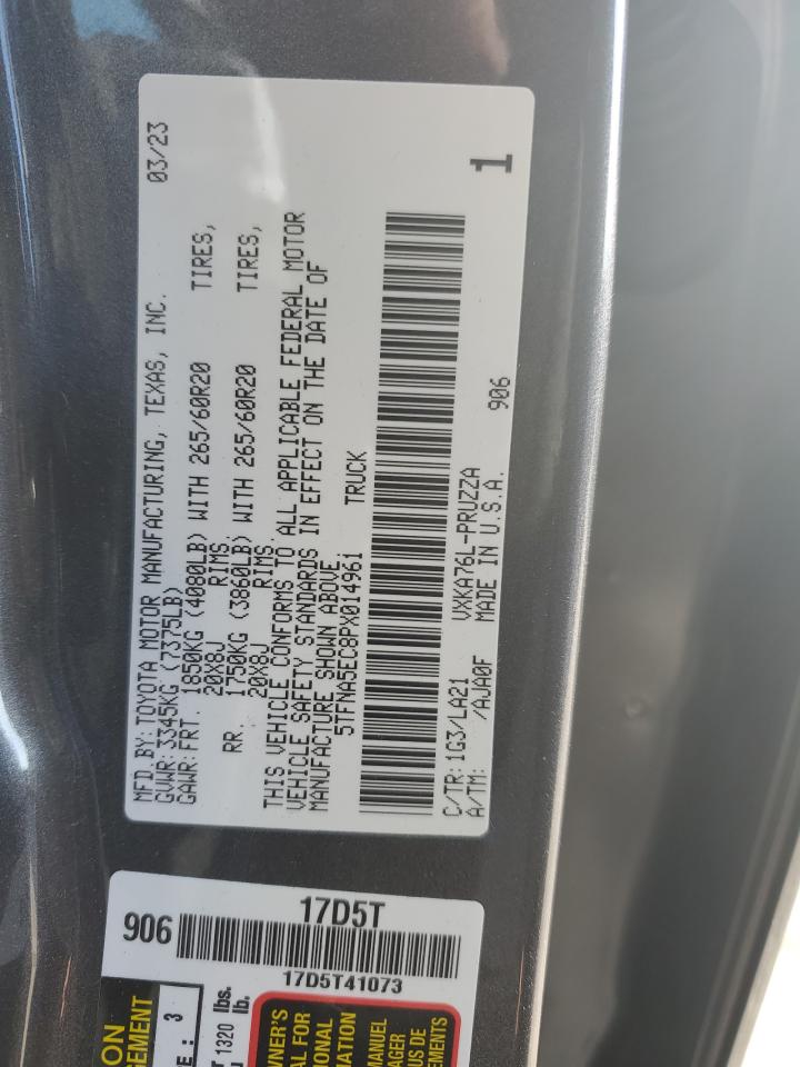 2023 TOYOTA TUNDRA CREWMAX PLATINUM VIN:5TFNA5EC8PX014961