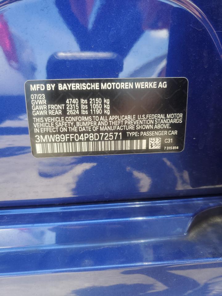 2023 BMW 330XI VIN:3MW89FF04P8D72571