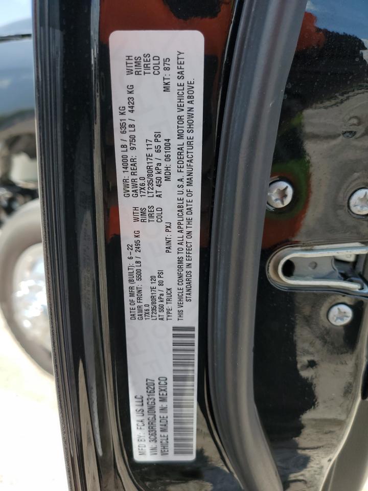 2022 RAM 3500 TRADESMAN VIN:3C63RRGJ0NG316207