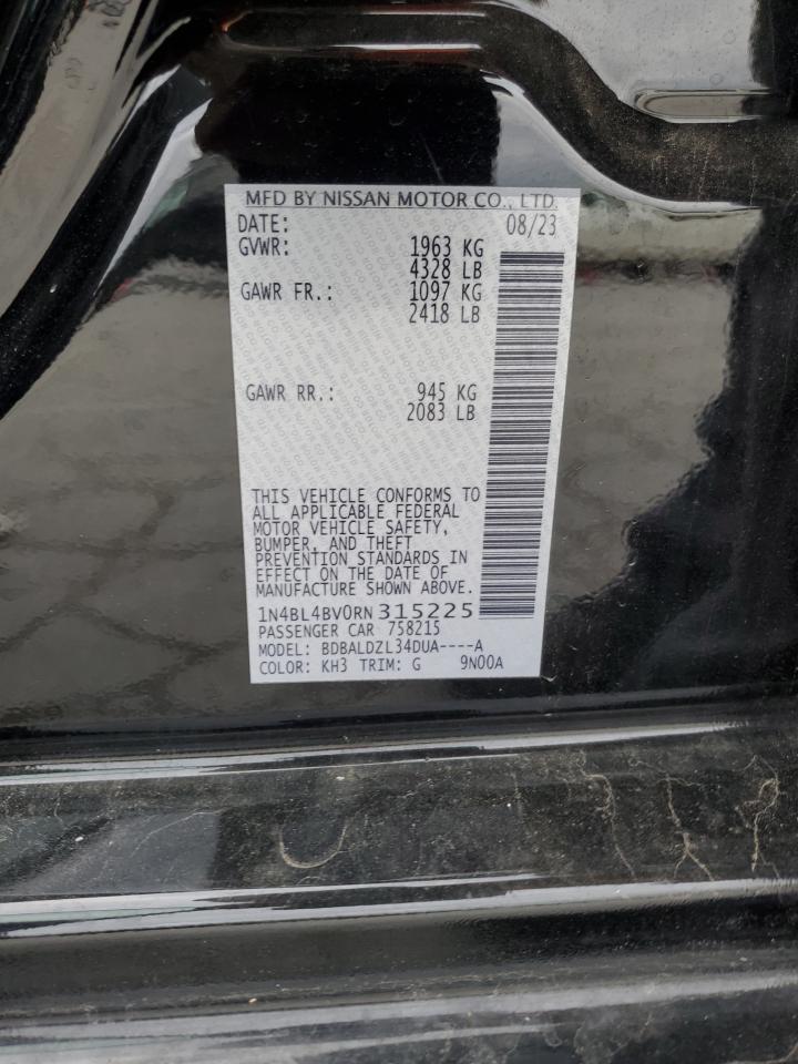 2024 NISSAN ALTIMA S VIN:1N4BL4BV0RN315225