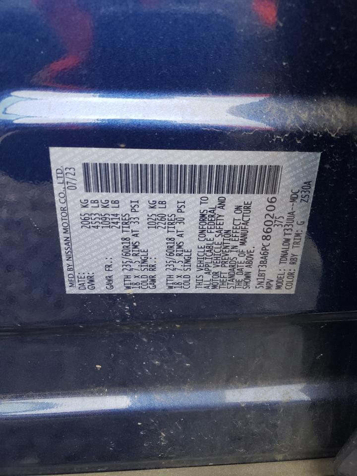 2023 NISSAN ROGUE SV VIN:5N1BT3BA6PC860206