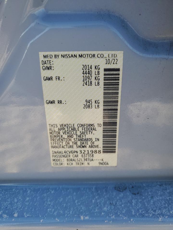 2023 NISSAN ALTIMA SR VIN:MAJ6S3FL7LC329777