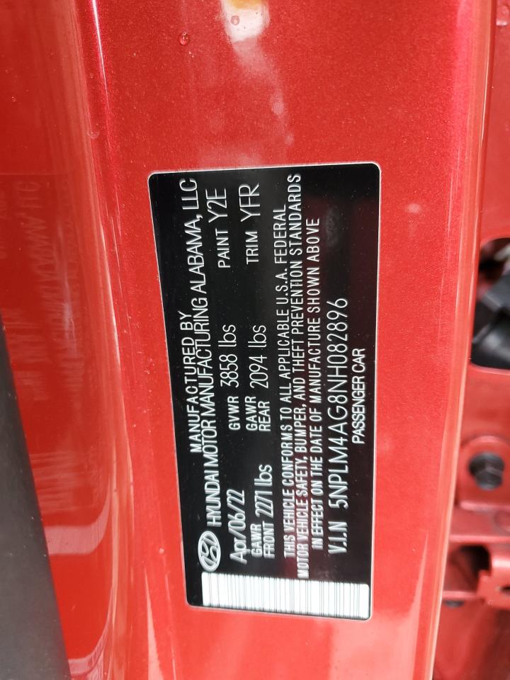 2022 HYUNDAI ELANTRA SEL VIN:5NPLM4AG8NH082896