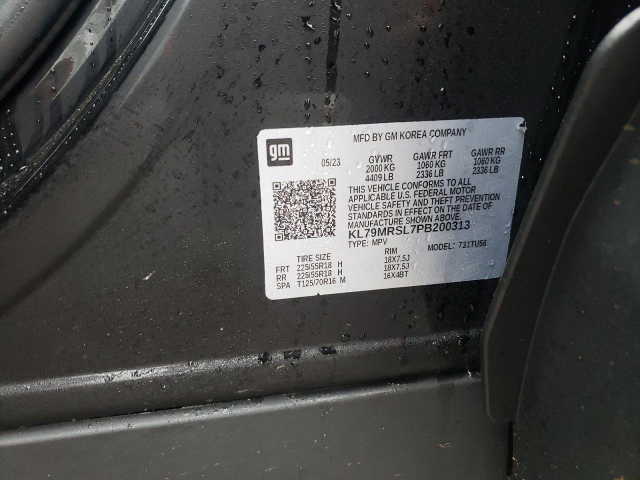 2023 CHEVROLET TRAILBLAZER LT VIN:KL79MRSL7PB200313