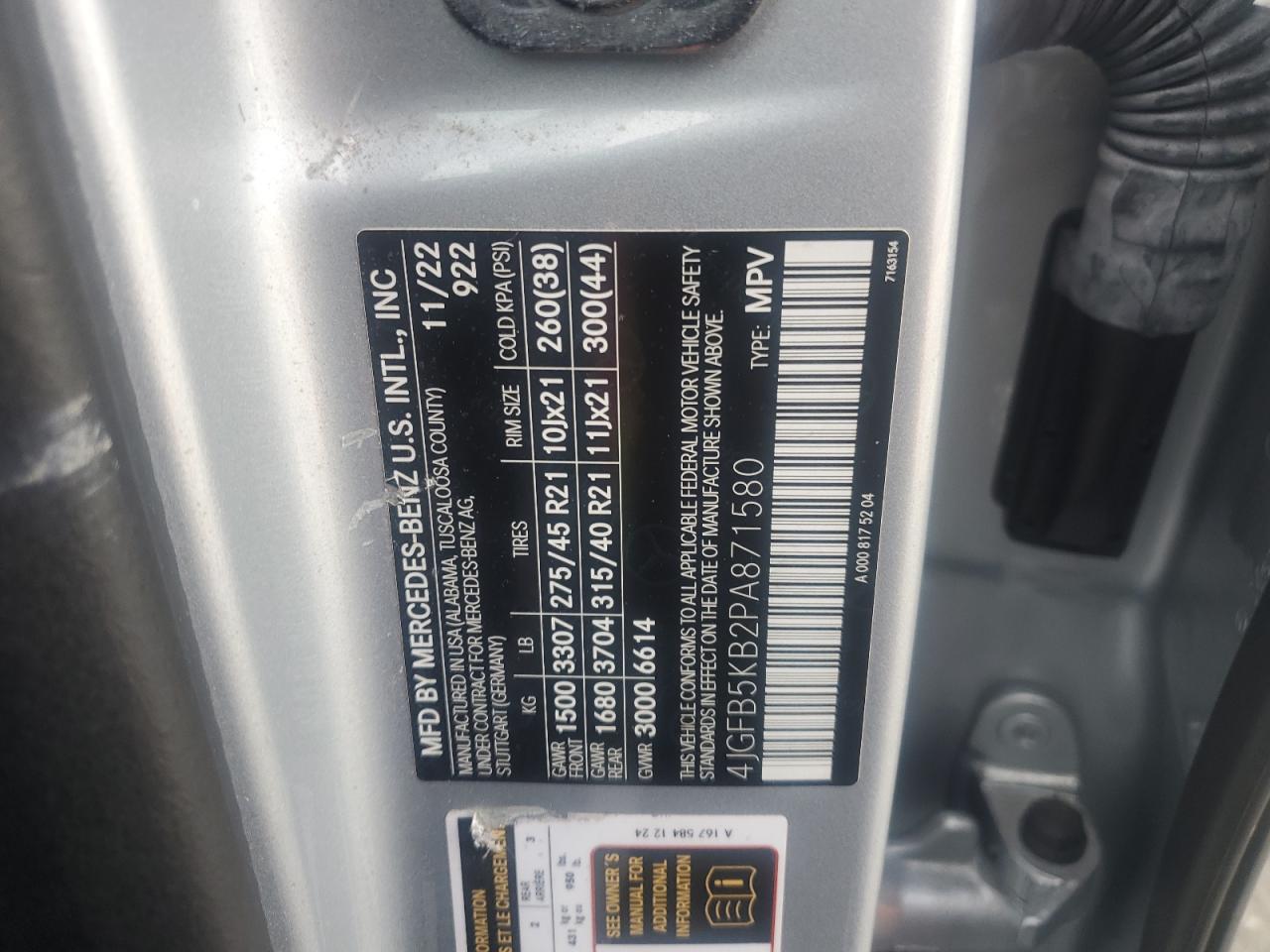 2023 MERCEDES-BENZ GLE 450 4MATIC VIN:4JGFB5KB2PA871580