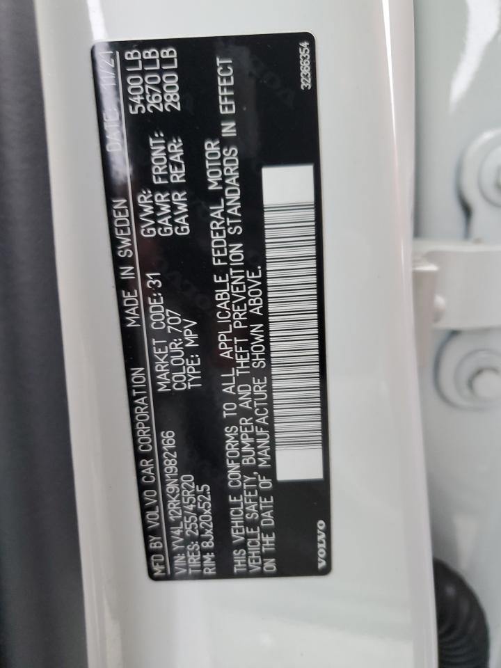 2022 VOLVO XC60 B5 MOMENTUM VIN:YV4L12RK9N1982166