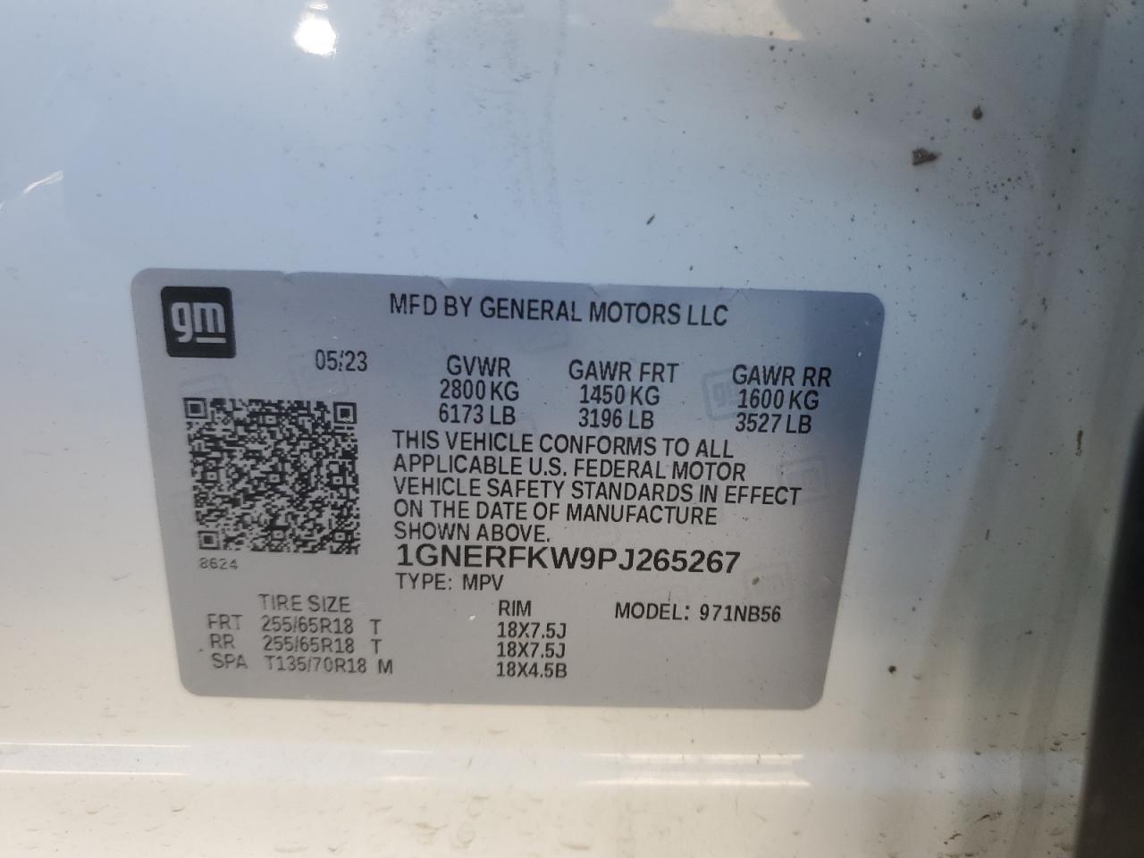2023 CHEVROLET TRAVERSE LS VIN:1GNERFKW9PJ265267