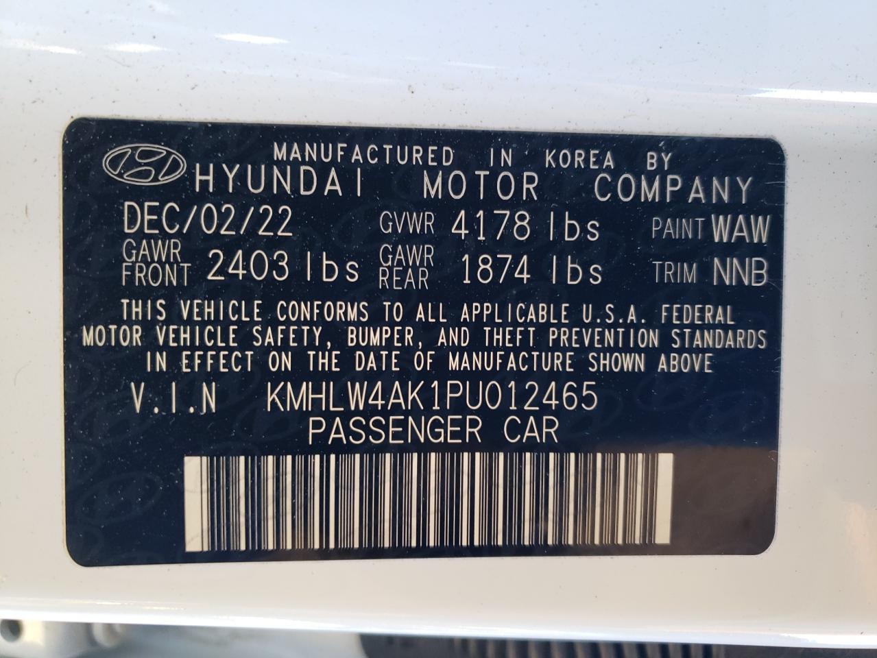 2023 HYUNDAI ELANTRA N VIN:KMHLW4AK1PU012465