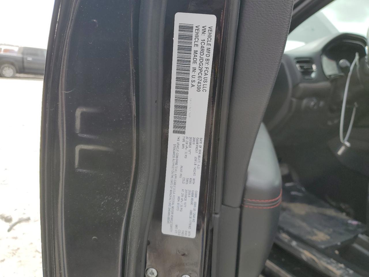 2023 DODGE DURANGO GT VIN:1C4RDJDG2PC674300