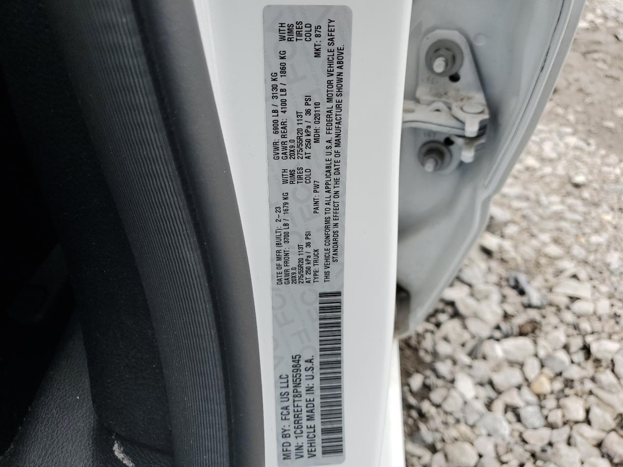 2023 RAM 1500 BIG HORN/LONE STAR VIN:1C6RREFT8PN559845