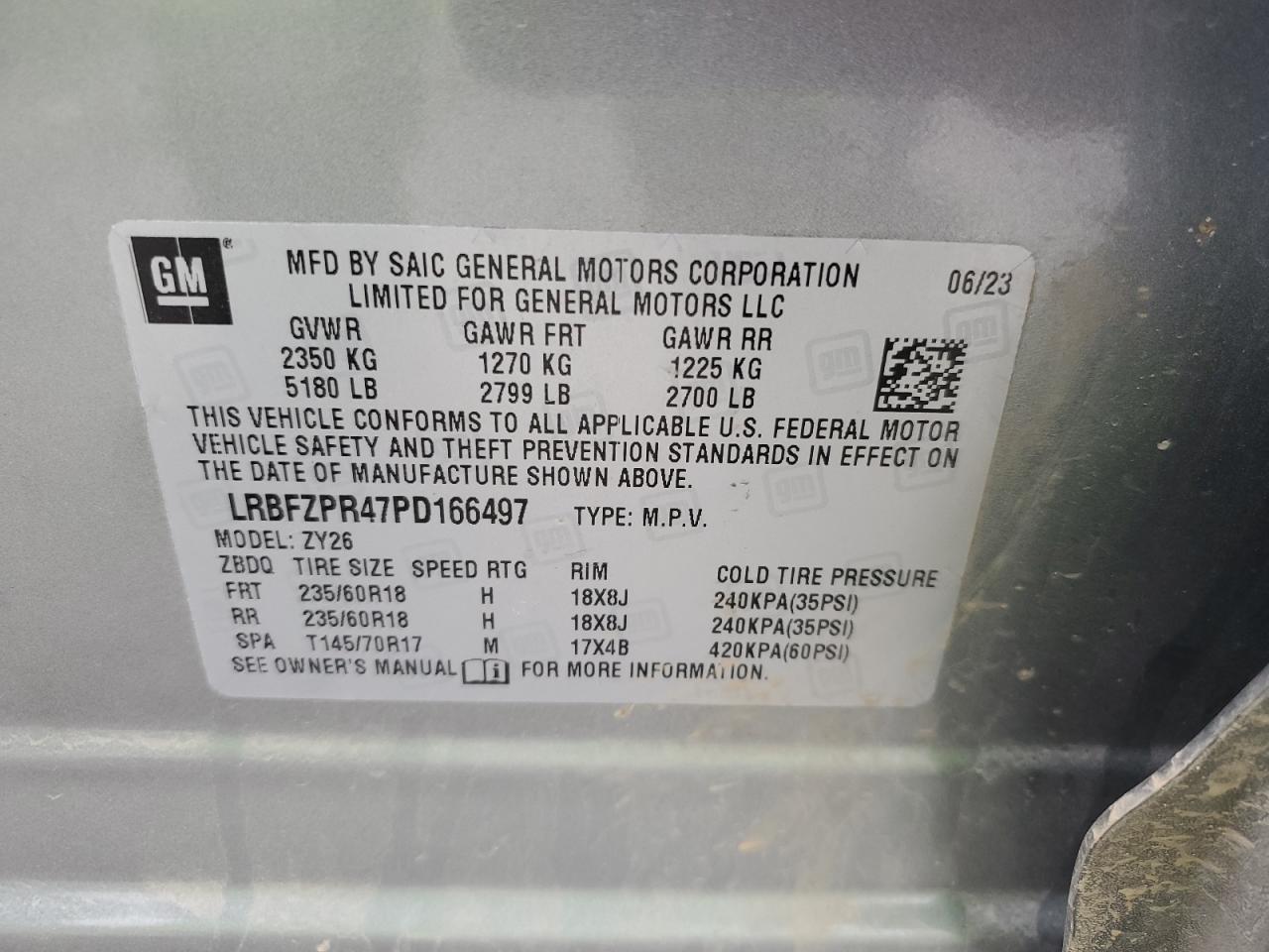 2023 BUICK ENVISION ESSENCE VIN:LRBFZPR47PD166497