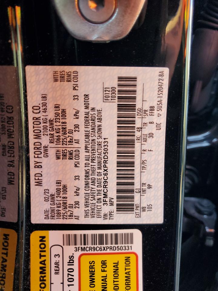 2023 FORD BRONCO SPORT OUTER BANKS VIN:3FMCR9C6XPRD50331