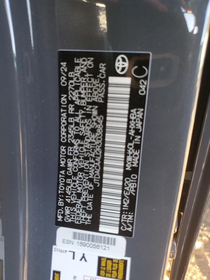 2024 TOYOTA PRIUS LE VIN:JTDACAAU2R3038845
