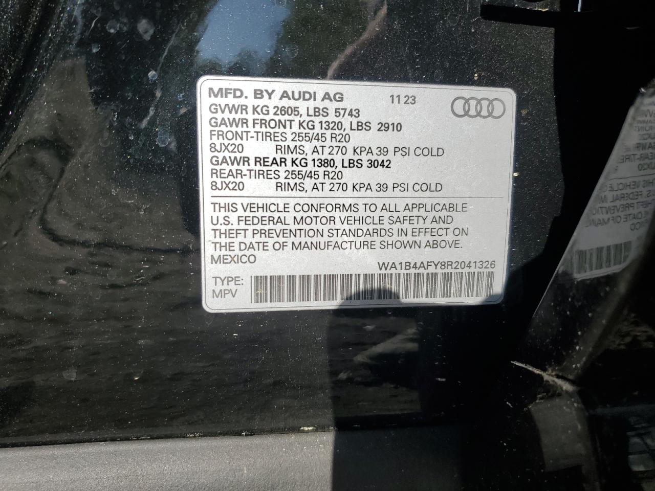 2024 AUDI SQ5 PREMIUM PLUS VIN:WA1B4AFY8R2041326