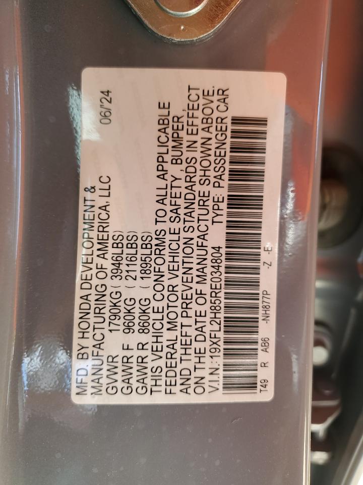 2024 HONDA CIVIC SPORT VIN:19XFL2H85RE034804