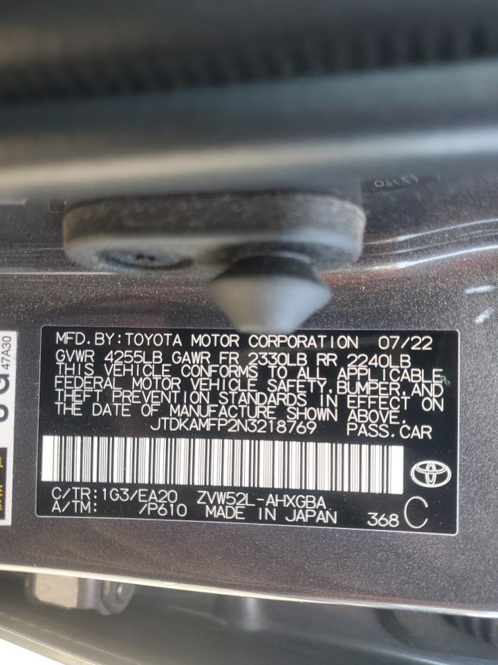 2022 TOYOTA PRIUS PRIME LE VIN:JTDKAMFP2N3218769