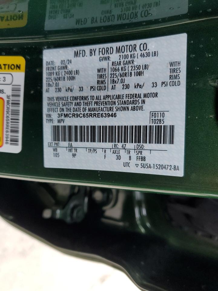 2024 FORD BRONCO SPORT OUTER BANKS VIN:3FMCR9C65RRE63946