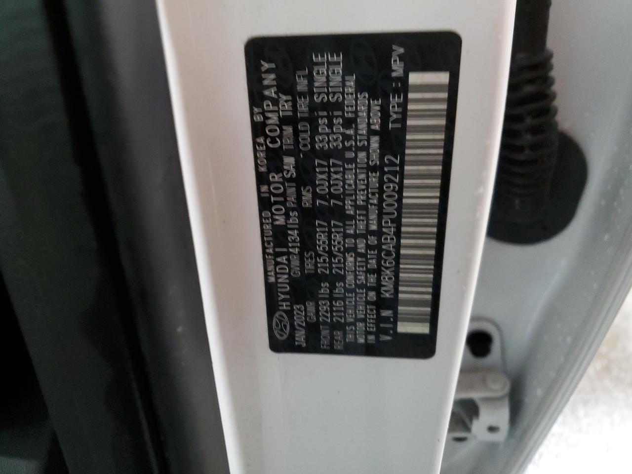 2023 HYUNDAI KONA SEL VIN:KM8K6CAB4PU009212