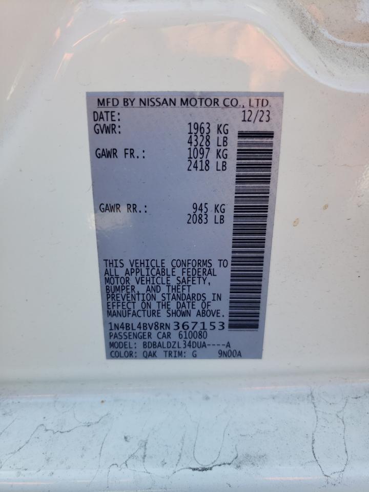 2024 NISSAN ALTIMA S VIN:1N4BL4BV8RN367153