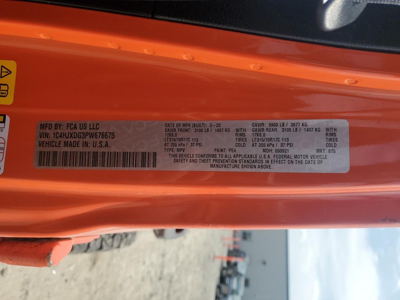 2023 JEEP WRANGLER SPORT VIN:1C4HJXDG3PW676675