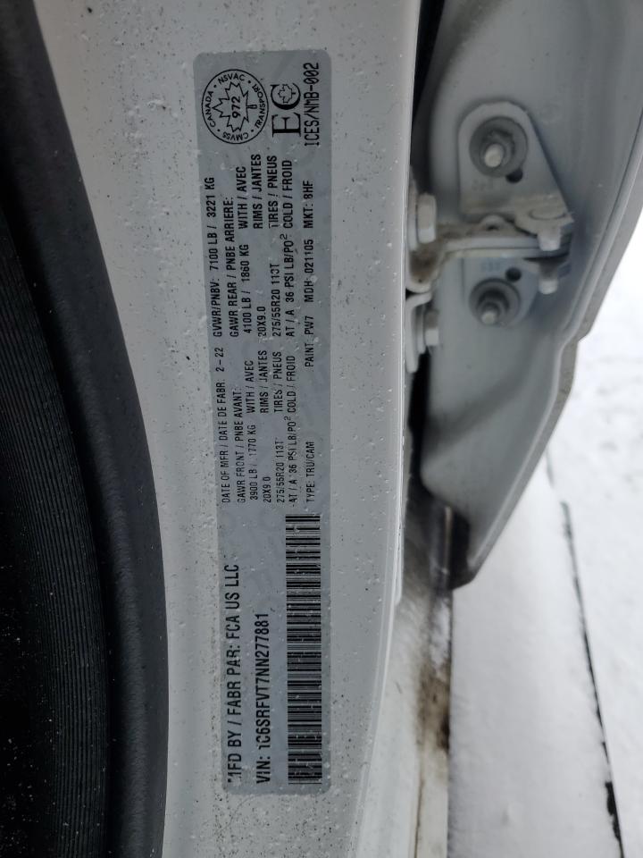 2022 RAM 1500 SPORT VIN:1C6SRFVT7NN277881